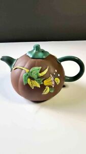 Beautiful Vintage Chinese Yixing Zisha Teapot In Pumpkin Shape Clay 