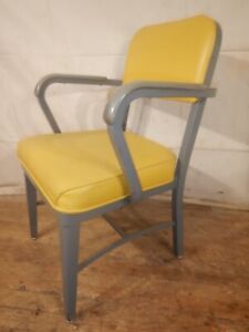 Vintage Yellow Metal Steel Industrial Office Tanker Chair A Mid Century Modern