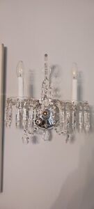 Pair Of Antique Crystal Wall Sconces