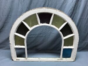 Antique Arched Dome Top Stained Glass Window Sash Shabby Vtg Chic 25x31 1108 22b