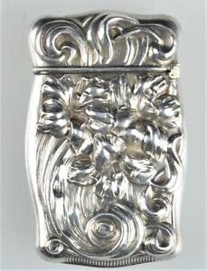 Vintage Sterling Silver 925 Match Safe Vesta Case High Repousse Decoration