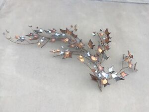 Large Mid Century Modern Autumn Leaves Wall Sculpture 1979 C Jere Signed Art