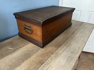Antique 1930s Wooden Tool Chest Trunk With Insert 