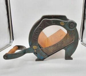 Rare Antique Primitive Bread Cutter Slicer Royal Beautiful Turquoise Patina