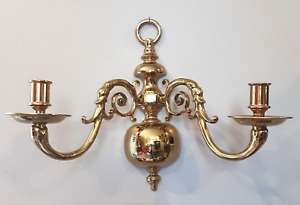 Virginia Metalcrafters Brass Colonial Williamsburg 2050 Double Arm Wall Sconce
