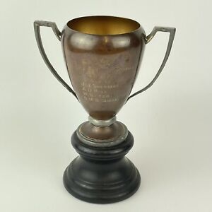 Antique Copper And Pewter Trophy On Stand 17cm Slbc Special Rink Bowls Interest