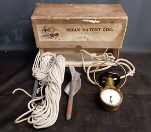 Negus Patent Log For Small Vessels Vintage Brass With Spinner Rope Log Box