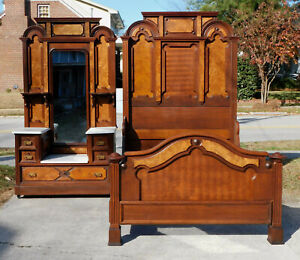 Walnut Two Piece Bedroom Set Bed And Dresser