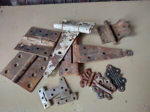 Lot Of Vintage And Antique Hinges Singles And Sets Rusty Patina