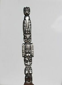 Rare Indian Totem Pole Mt Tacoma 925 Sterling Silver Souvenir Spoon