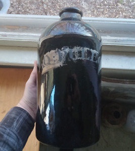 1830s Crude Blackglass Huge 13 Apothecary Drugstore Medicine Bottle With Cover