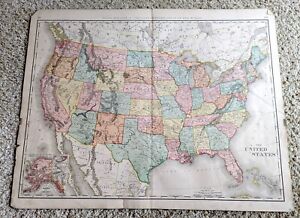 Vintage Original Antique United States Map From Rand Mcnally 1899 Atlas 28x21 5