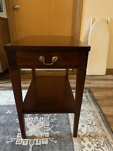 Vintage Mersman Federal Style Two Tiered Mahogany End Table With Drawer