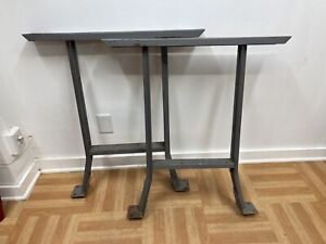Vintage Industrial Table Legs Pair Steel Metal Work Bench Ends Machine Age Set