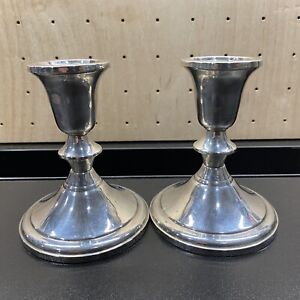 Vintage Towle Sterling Silver Candle Holders With Stickers Stamp 734 Weighted