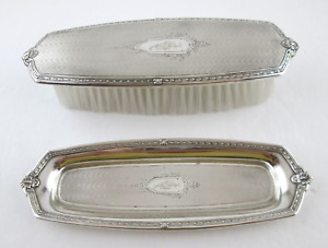 Art Deco International Sterling Silver Vanity Set Tray And Brush
