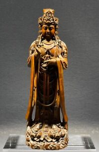 By171 18 Cm Tall Carved Boxwood Figurine Guan Yin Kuan Yin Fairy Buddist
