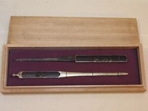 Japanese Sword Kozuka Knife And Kougai Wooden Case
