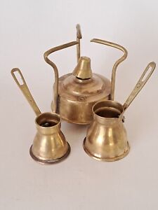 Middle Eastern Old Vintage Brass Kerosene Stove With Two Coffee Pots