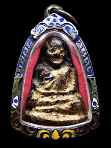 Bronze Buddha Lp Ngern Be2460 Gild Figure Thai Amulet
