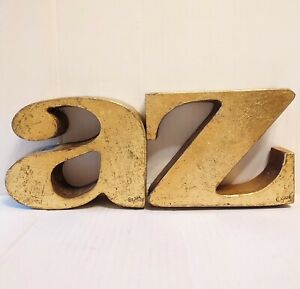Signed Curtis Jere A Z Bookends Mid Century Modern Cast Iron 1970