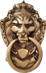 Brass Lion Face Door Knocker For Main Door Antique Brown Standard Pack Of 1