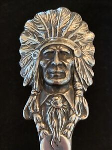 Rare Antique Kerr Unger Sterling Silver Indian Chief Letter Opener 1890 S Mint