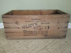 Antique Large Wooden Shipping Box Glove Brand Rubbers 28 5 X14 75 X12 Crate Ct