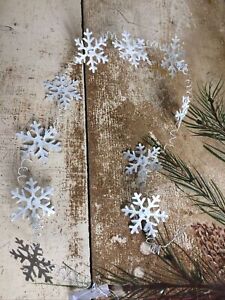 Primitive Rusty White Wire Metal Snowflake Garland 6ft 2 25 Craft Wedding Shape