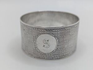 Antique English Sterling Silver Napkin Ring S Initial Engraving Dated 1923