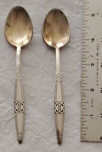 Lot 2 Silverplate Small Matching Spoons With Gold Bowl Vintage Antique G18