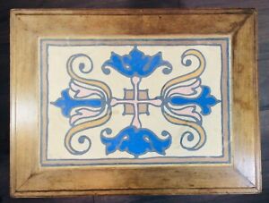 Antique Vintage California Pottery Tile Top Side Table Spanish Influenced