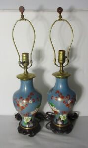 Fine Pair Of Vintage Chinese Cloisonne Vases Mounted As Lamps C 1970 Mint