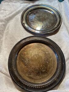 Lot Of 2 Wm Rogers Vintage Pierced Silver Plate Serving Trays 4271p 160