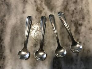 Vintage Sterling Silver Set Of 4 Matching Salt Spoons 2 3 Spice Powder Flatware