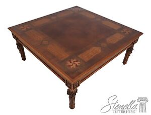 L61479ec Italian Continental Inlaid Carved Square Coffee Table
