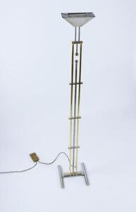 Goetz Chrome And Brass Adjustable Halogen Floor Lamp With Dimmer Germany 1970