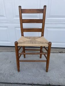 Ladderback Maple Side Chair W Rush Seat Restored 