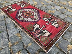 Bohemian Handmade Doormat Kilim Rug Turkish Vintage Small Wool Rug 3 3 X 1 5 Ft