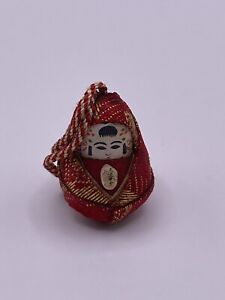 Vintage Japanese Kokeshi Mini Tiny Doll Figurine Fabric Baby Temple Amulet 