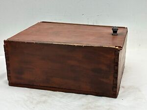 Primitive Red Paint Decorated Bible Box Documents Slide Lid 1900s Great Look