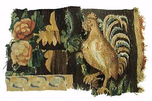 An Antique Tapestry Fragment With Rooster