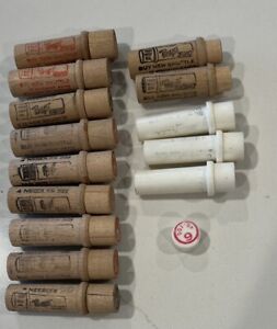 Vintage Lot 9 Boye Wooden Holder Case Tubes Size 6 Plus 3 Plastic Tubes Empty