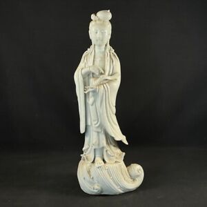 Guanyin Chinese Porcelain Antique Blanc De Chine 14 Kwan Yin Figurine Statue