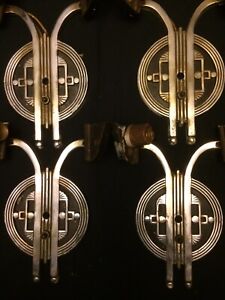 Rare Stunning Set 4 Antique Art Deco Chrome Sconces From Private Collection