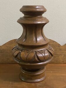 Antique French Wood Carving Post Finial Topper Turned Wood Topper 9 Tall X 5 5