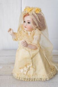 Antique Doll Silk Bridal Dress For Small German French Bisque Doll No Doll 