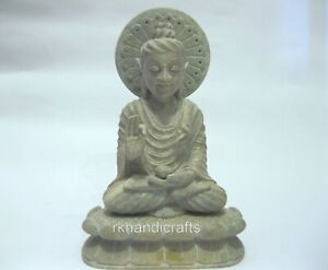 9 Inches Soap Stone Buddha Statue Hand Carving Work Meditative Buddha Statue