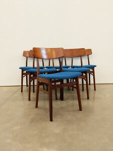 Set Of 6 Vintage Danish Mid Century Modern Dining Chairs