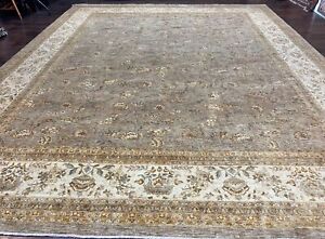 Large Pakistani Rug 12x15 Wool Handmade Oriental Carpet With Signature